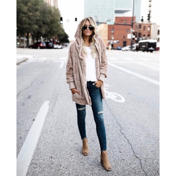 Sherpa jacket with hoodie - One Size - - Picture 3 of 6